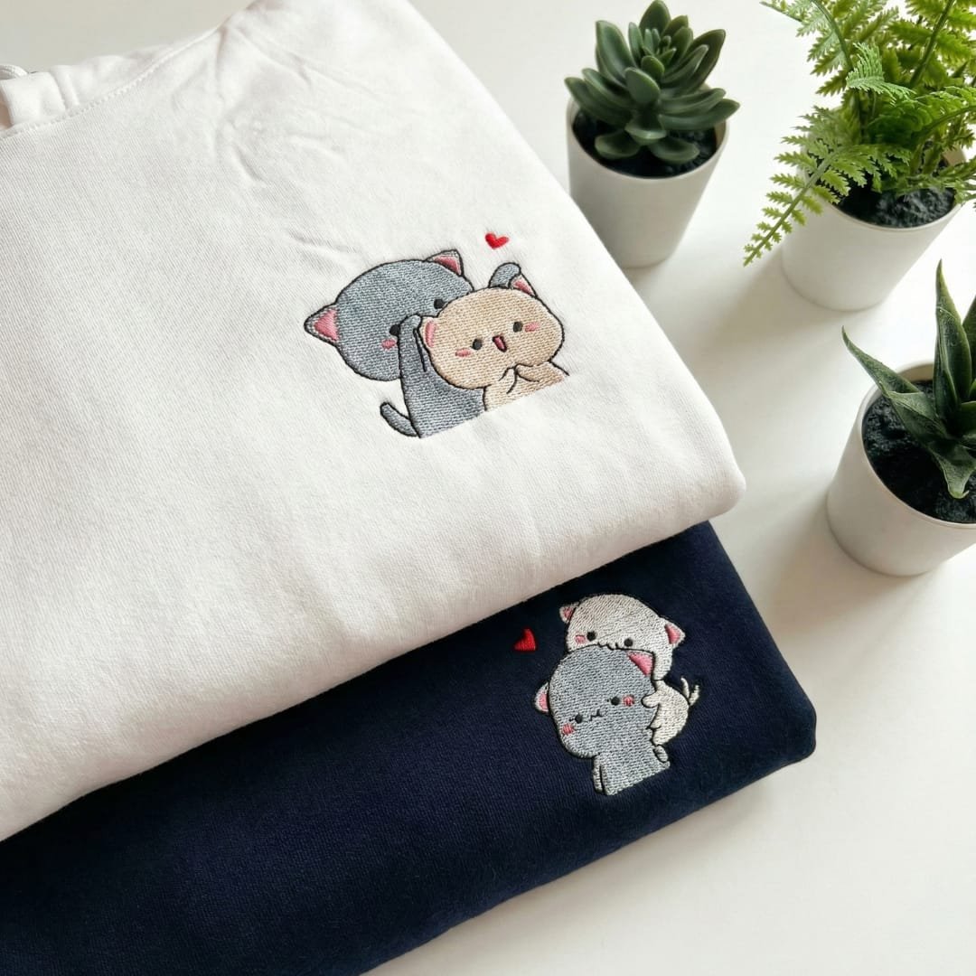 kawaii set Playful Bear Couple – Cute Matching Hoodie / Sweatshirt Set - Image 1